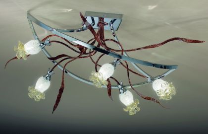 Italian flush ceiling light in polished chrome and brown - TICKET PRICE £1331.20 Large View