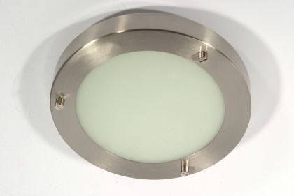 A Flush Bathroom Ceiling Light  - Brushed Chrome ID Large View