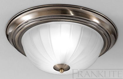 A Traditional Flush Ceiling Light in Antique Brass ID Large View