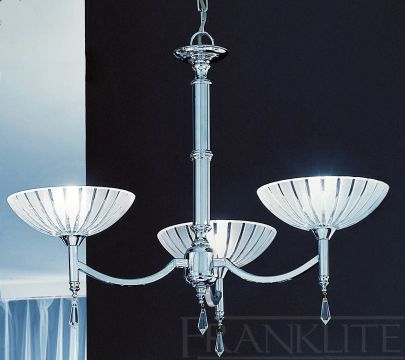 Polished Chrome 3 Arm Ceiling Light with Glass Striped Shades - DISCONTINUED Large View