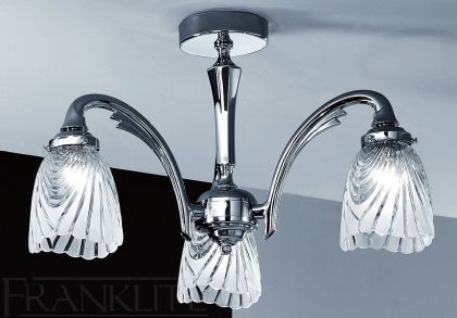 A 3-Arm Bathroom Ceiling Light with Etched Acid Glass Shades - DISCONTINUED Large View