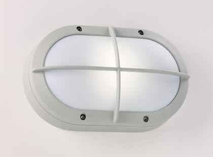 An Oval Bulkhead Outdoor Light Finished in Matt Silver - DISCONTINUED Large View