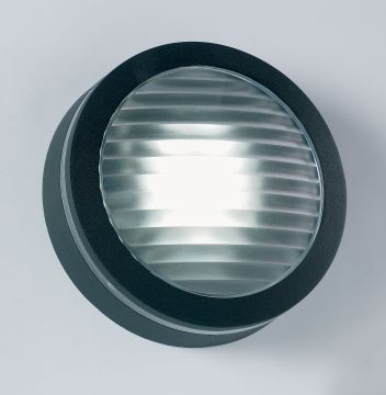 A Circular Bulkhead Outdoor Light - Black - DISCONTINUED Large View