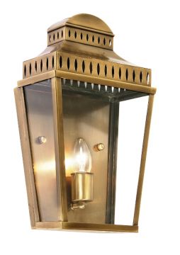 A Flush Outdoor Wall Light in Antique Brass ID Large View