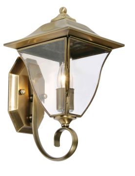 An Outdoor Wall Lantern Set Above the Arm - Antique Brass ID Large View