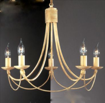 An Elegant 5-Arm Hand-Made Italian Chandelier - Cream/Gold ID Large View