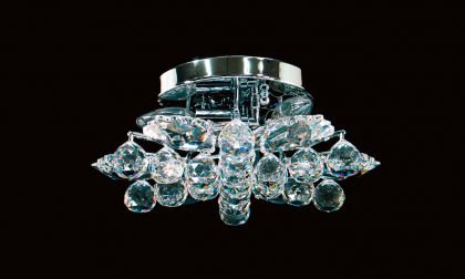 Modern Style Chrome and Crystal Flush Ceiling Light ID Large View