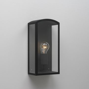 A Simple Outdoor Box Lantern with Curved Top - Black ID Large View