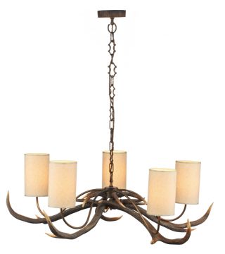Hand Painted Antler Style Chandelier with 5 Lamps ID Large View