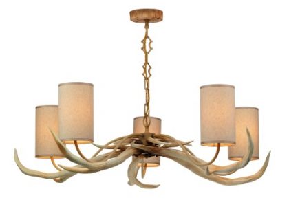 Hand Painted Antler Style Chandelier with 5 Lights ID Large View
