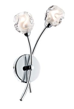 A 2-Arm Wall Light with Frosted Glass Shades - Chrome Finish ID Large View