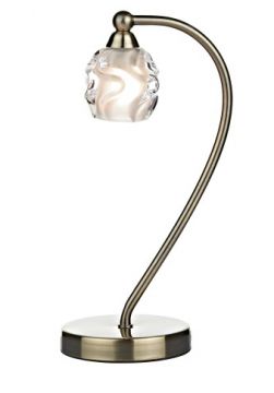A Table Lamp with Antique Brass Base and Frosted Glass Shade ID Large View