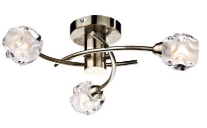 A 3-Arm Semi-Flush Ceiling Light - Antique Brass Finish ID Large View