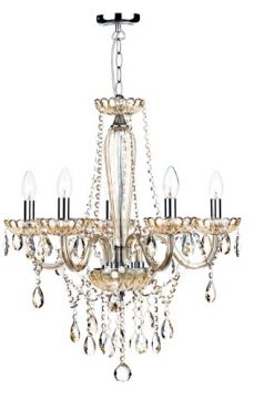 A Traditional 5-Arm Glass Chandelier with Beads and Drops ID Large View
