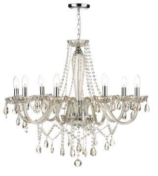 A Traditional 8-Arm Glass Chandelier with Beads and Drops ID Large View