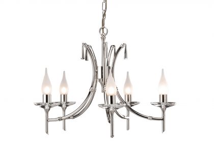 DISCONTINUED 5-Arm Chandelier with Cut Glass Drops and Sconces ID   Large View