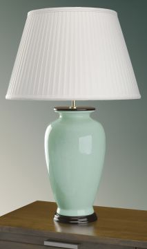 A Celadon Table Lamp Complete with Shade ID Large View
