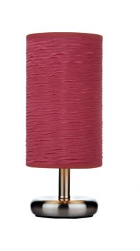 A Simple Brushed Chrome Touch Lamp with a Red Shade ID Large View