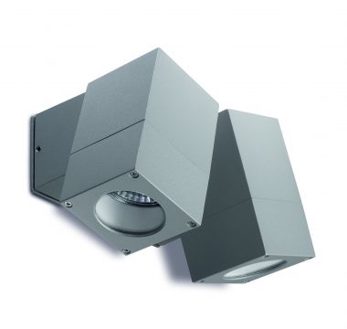A Stylish External Cubic Style Double Spotlight in Matt Silver ID Large View