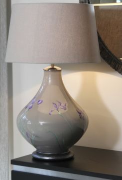 Jenny Worrall Purple Iris - Hand-Painted Table Lamp ID DISCONTINUED Large View
