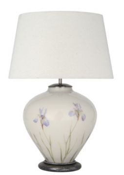 Jenny Worrall Blue Iris - Hand-Painted Table Lamp ID DISCONTINUED Large View