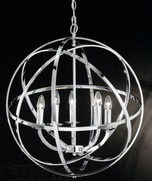Polished Chrome 6 Arm Chandelier Style Single Pendant ID Large View