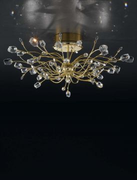 Italian rose shaped crystal ceiling light finished in Gold ID Large View