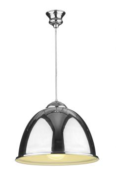 Polished Chrome Metal Single Pendant with White Gloss Interior ID Large View