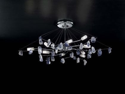 Italian chrome semi flush ceiling light with minerals ID Large View
