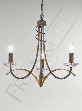 Antique and Gold Finbish Italian Ironwork 3 Arm Chandelier - DISCONTINUED Large View