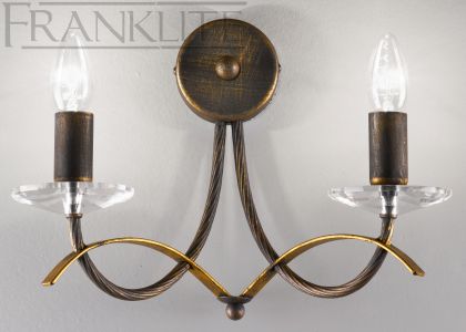 Antique and Gold Finish Italian Ironwork Double Wall Light - DISCONTINUED Large View