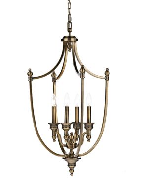 A Solid Brass Frame Lantern Style Chandelier - DISCONTINUED Large View