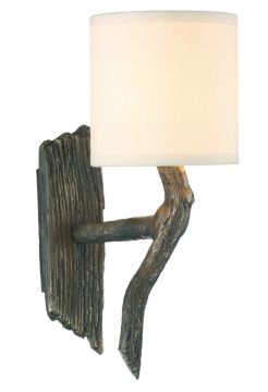 A Single Wall Light Finished in Bronze Wood Effect ID Large View