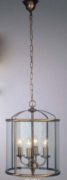 Italian antique brass lantern ø32cm with clear rounded glass ID Large View