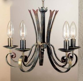 An Italian Heavy Iron Black and Gold Ceiling Light ID Large View