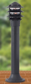 73 cm Black Bollard Post Light with Clear Diffuser IP44 Rated ID Large View