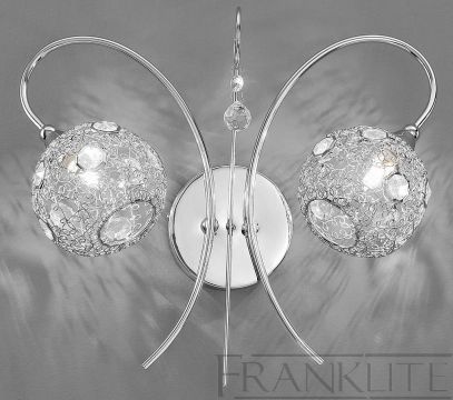 Polished Chrome and Crystal Mesh Double Wall Light ID Large View