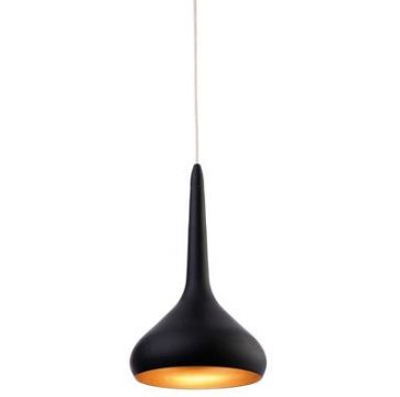 Compact LED Pendant in Black with Gold Interior ID Large View