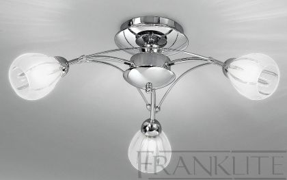 Polished Chrome and Frosted Glass 3 Arm Flush Ceiling Light ID Large View