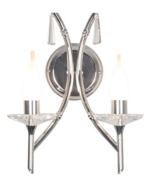 Double Arm Bathroom Wall Light in Chrome with Crystal  ID Large View