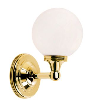 Single Bathroom Globe Wall Light in Polished Brass ID Large View
