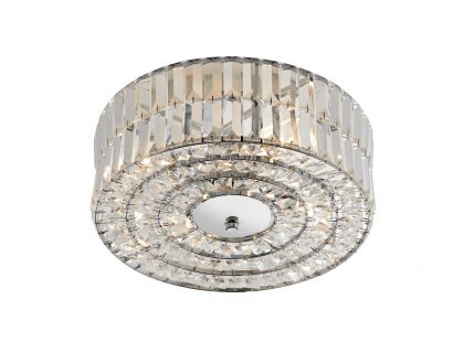 Polished Chrome and  Crystal Glass Semi-Flush Ceiling Light ID Large View