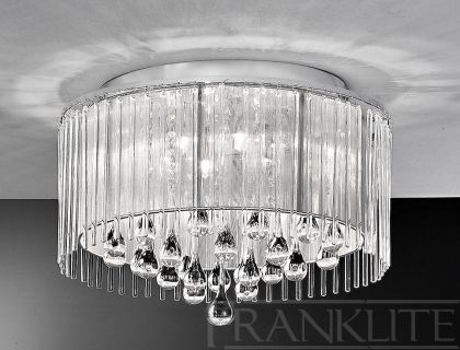 A 6 Light Flush Ceiling Fitting with Clear Glass Droplets ID Large View