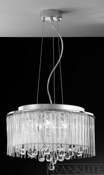 A 6 Light Suspended Pendant with Clear Glass Droplets ID Large View