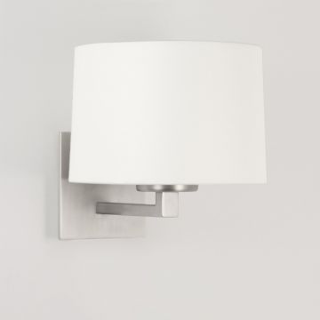 Matt Nickel Wall Light with White Shade ID Large View