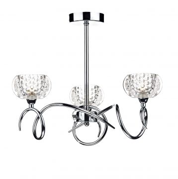 Polished Chrome 3 Arm Semi-Flush Ceiling Light with glass shades DISCONTINUED Large View