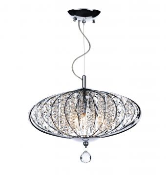 Chrome and Crystal 3 Light Ceiling Pendant  - DISCONTINUED Large View