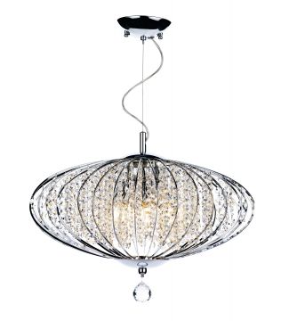 Chrome and Crystal 5 Light Ceiling Pendant ID Large View