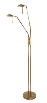 Twin head floorstand reading light in antique brass ID Large View