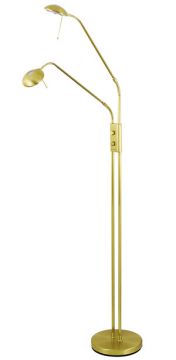 Twin head floorstand reading light finished in satin brass ID Large View